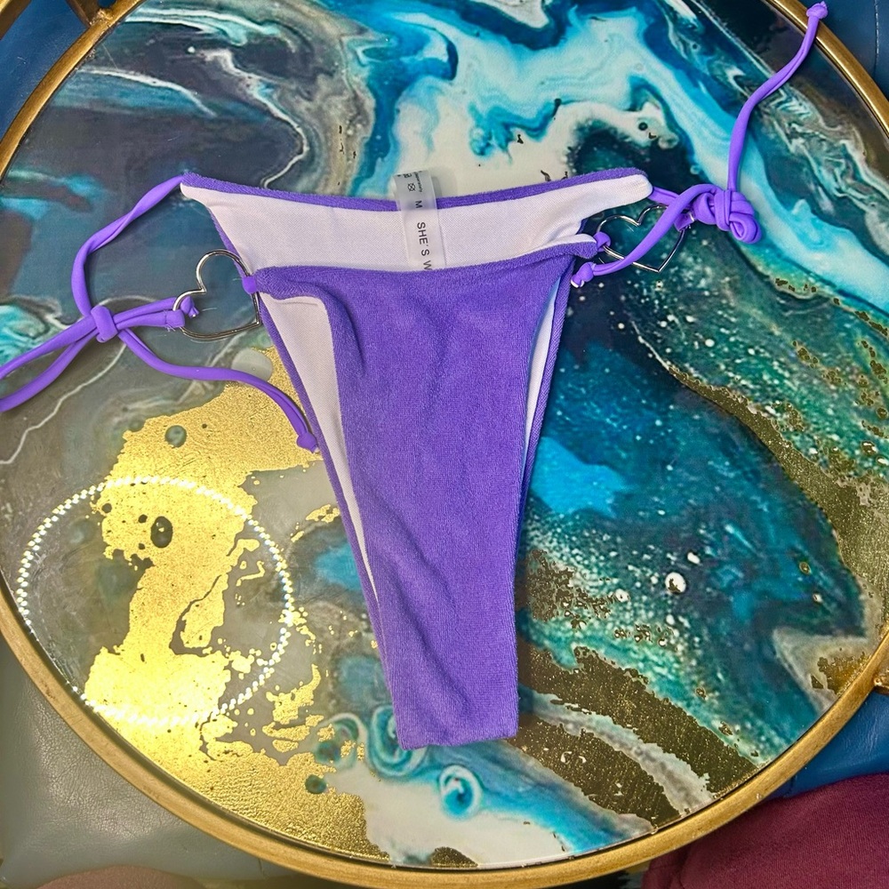 Dolls Kill Purple terry cloth y2k bikini set NWOT - Picture 3 of 6